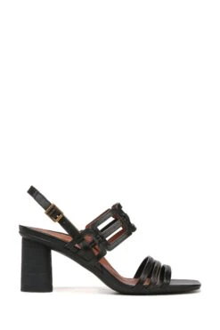 Vionic Black Leather Zaphira Heeled Sandals