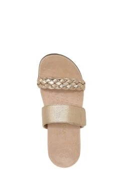 Vionic Gold Metal Tumbled Leather Jeanne Slides 12 Vionic Gold Metal Tumbled Leather Jeanne Slides -Vionic 577764s5