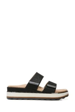 Vionic Black Linen Brandie Slides