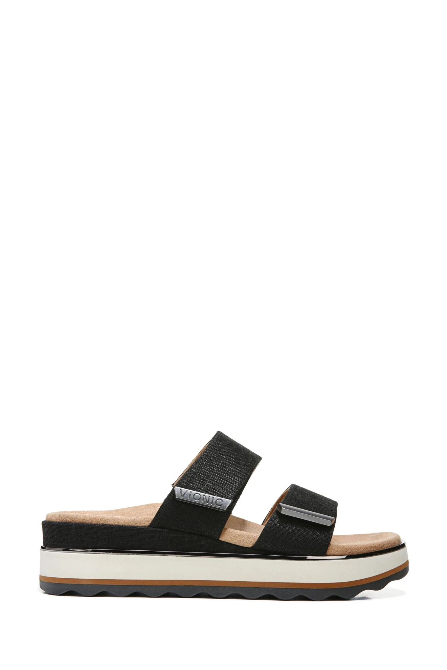 Vionic Black Linen Brandie Slides 3 Vionic Black Linen Brandie Slides