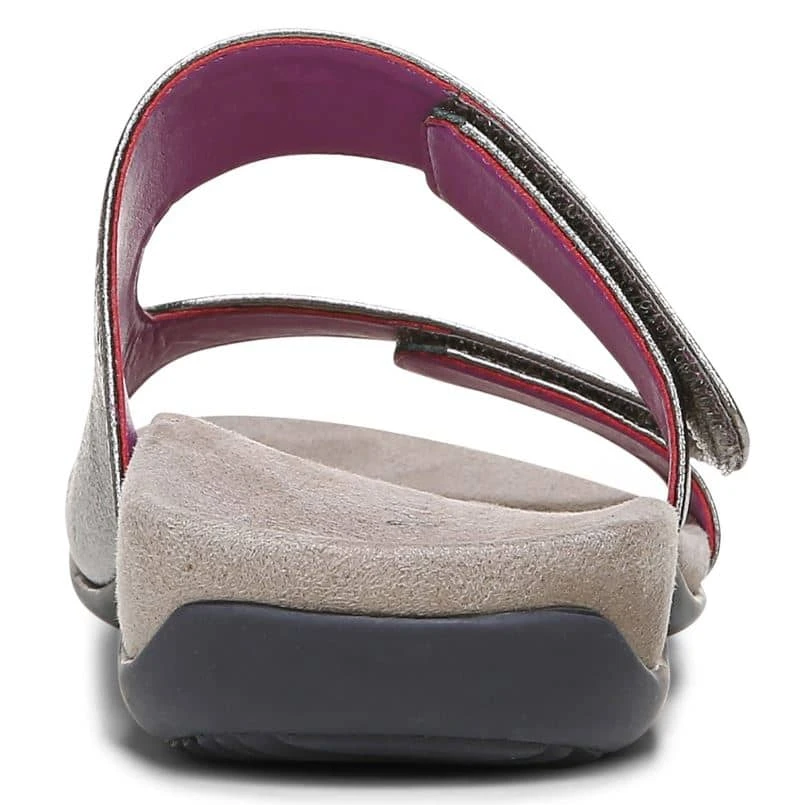 Vionic Women's Nakia Adjustable Slide Sandals Pewter Leather Metallic 8 Vionic Women's Nakia Adjustable Slide Sandals Pewter Leather Metallic - Image 6