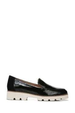 Vionic Kensley Black Crinkle Patent Slip On Shoes