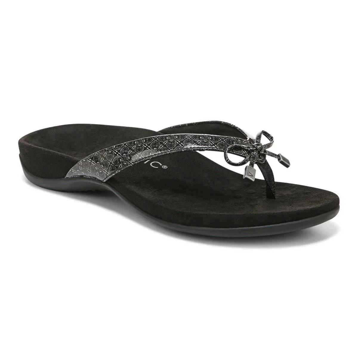 Vionic Women's Bella Toe Post Sandals Black Tile 4 Vionic Women's Bella Toe Post Sandals Black Tile - Image 2