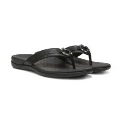 Vionic Women's Aloe Smooth Toe Post Sandal Black 18 Vionic Women's Aloe Smooth Toe Post Sandal Black -Vionic gallery aloe leather blackleather pair1