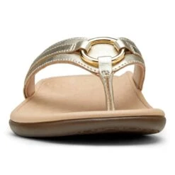 Vionic Women's Aloe Smooth Toe Post Sandal Champagne 18 Vionic Women's Aloe Smooth Toe Post Sandal Champagne -Vionic gallery aloe lthr met champagneleather front
