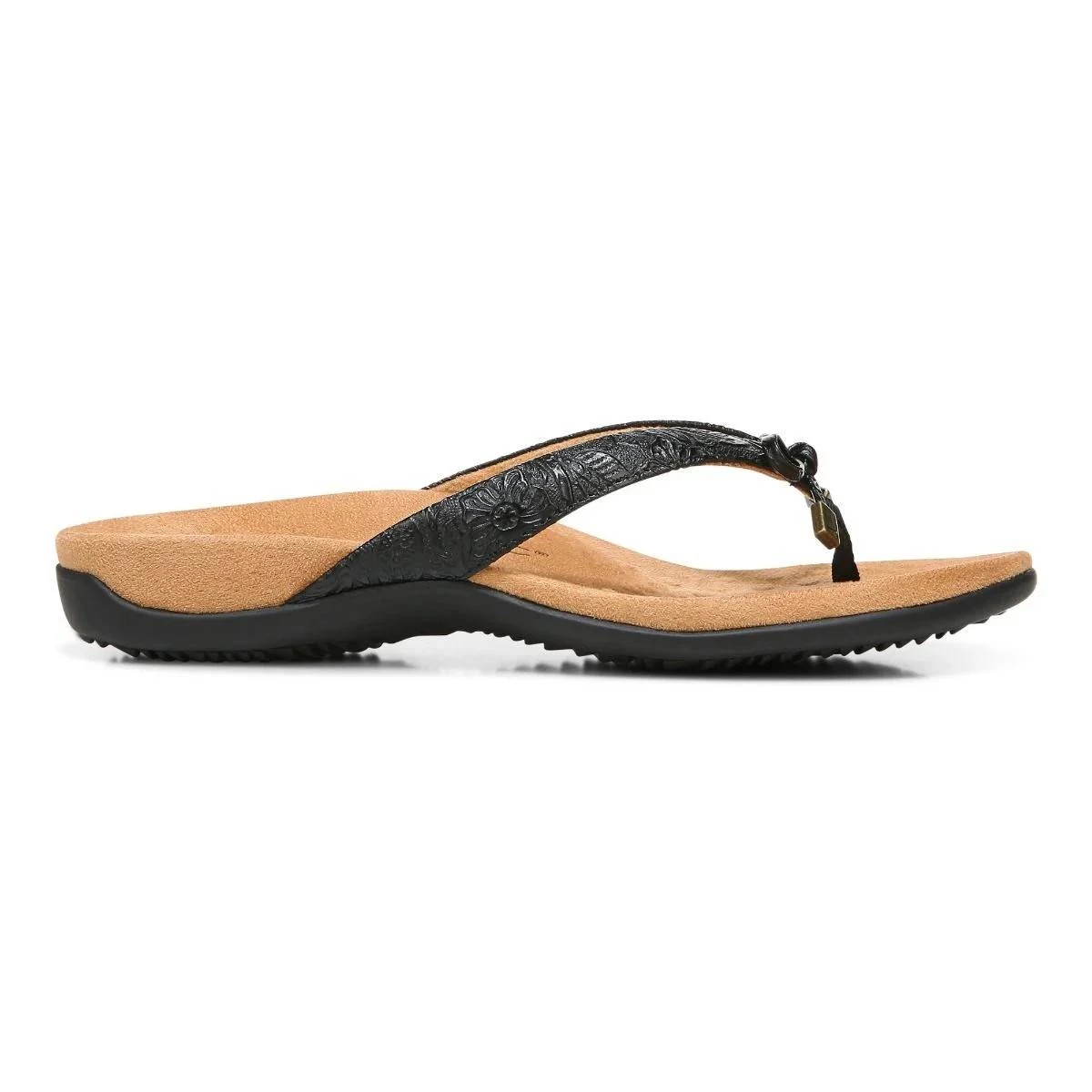 Vionic Women's Bella Toe Post Sandal Black Embossed 11 Vionic Women's Bella Toe Post Sandal Black Embossed - Image 9