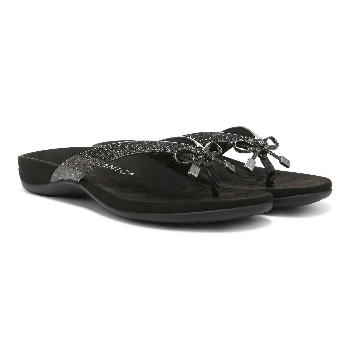 Vionic Women's Bella Toe Post Sandals Black Tile 13 Vionic Women's Bella Toe Post Sandals Black Tile - Image 11