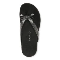 Vionic Women's Bella Toe Post Sandals Black Tile 22 Vionic Women's Bella Toe Post Sandals Black Tile -Vionic gallery bella blacktile top