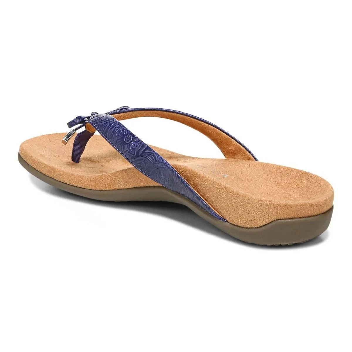 Vionic Women's Bella Toe Post Sandal Blue Ribbon Embossed 5 Vionic Women's Bella Toe Post Sandal Blue Ribbon Embossed - Image 3