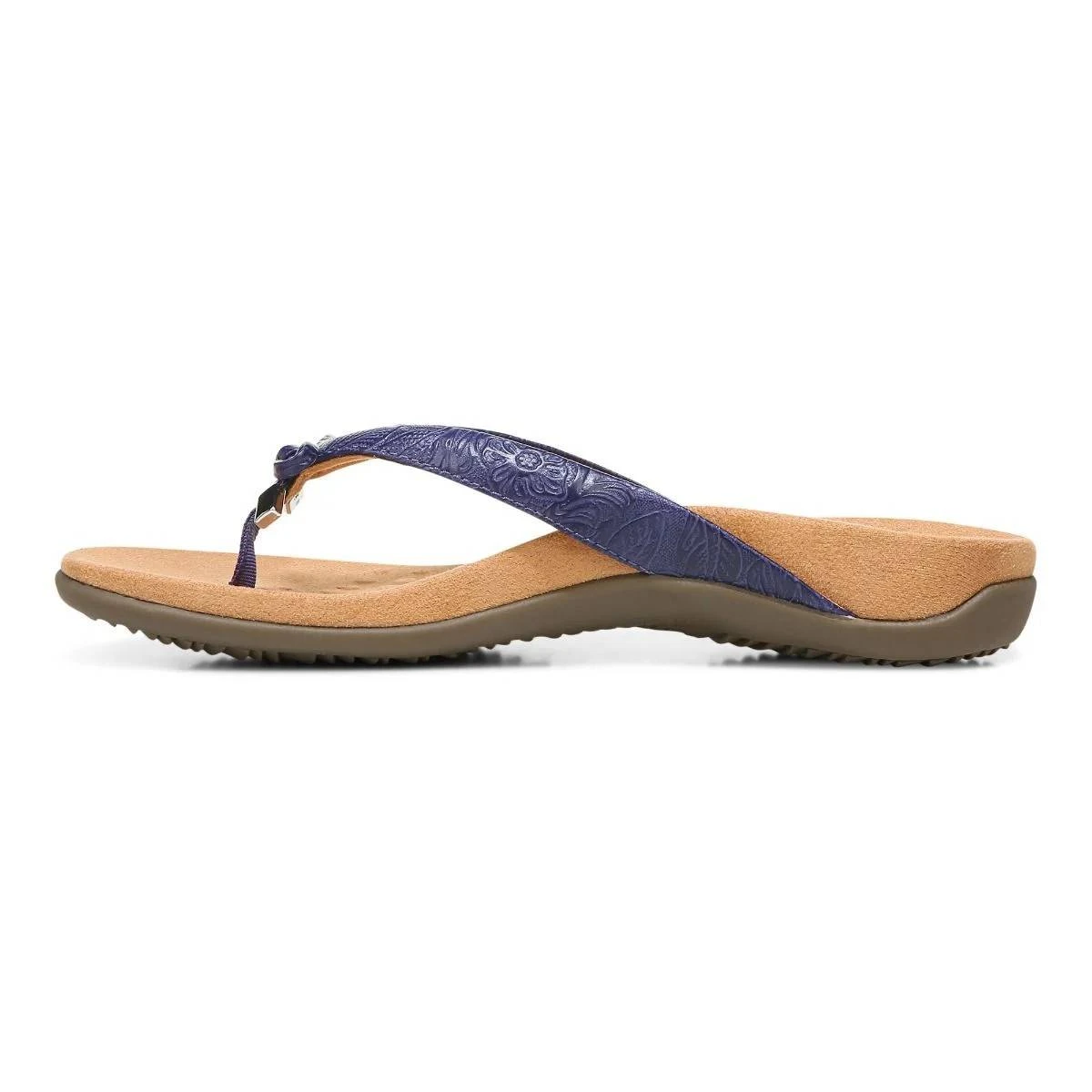 Vionic Women's Bella Toe Post Sandal Blue Ribbon Embossed 8 Vionic Women's Bella Toe Post Sandal Blue Ribbon Embossed - Image 6