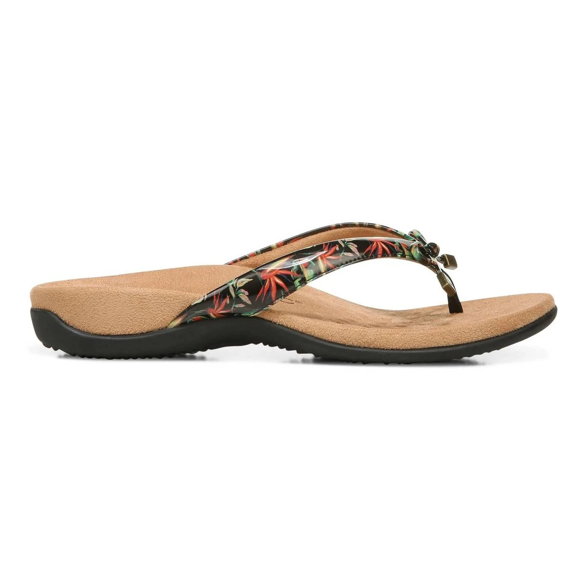 Vionic Women's Bella Toe Post Sandals Black Tropical 11 Vionic Women's Bella Toe Post Sandals Black Tropical - Image 9